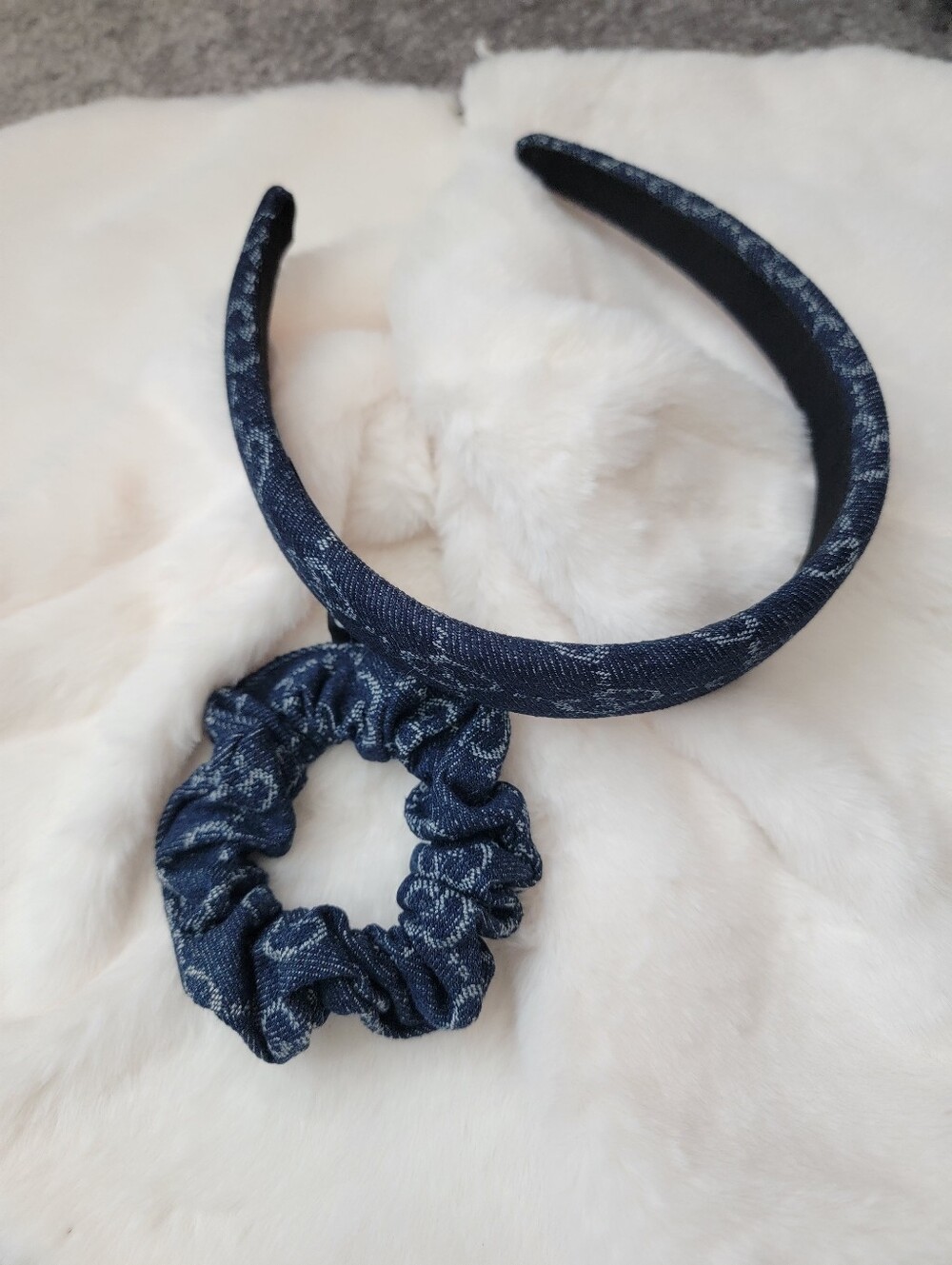 🔥HOT DEAL🔥 2pcs Denim Blue Headband and Scrunchie Set